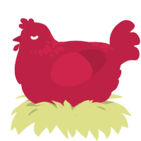 A crimson chicken with a neck-speckle pattern