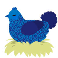 A sapphire and navy chicken with a double-lace pattern