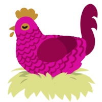 A fuchsia and maroon chicken with a lace pattern