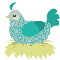 A silver and turquoise chicken with a double-lace pattern