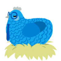 A sky and sapphire chicken with a lace pattern