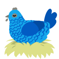 A sky and ultramarine chicken with a lace pattern