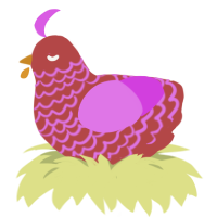 A red and orchid chicken with a lace pattern