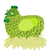 A chartreuse and lime chicken with a lace pattern
