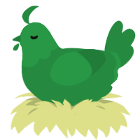 A viridian chicken with a head pattern