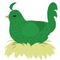 pistachio, a viridian chicken with a lace pattern