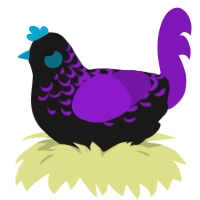 Moonlight, a sable and violet chicken with a half-lace pattern