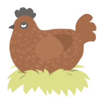 A brown chicken with a speckle pattern