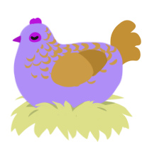 A lilac and gold chicken with a half-lace pattern