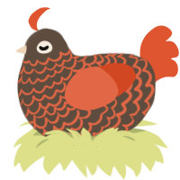tabasco turd, a bark and vermilion chicken with a lace pattern