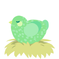 A spring and mint chicken with a speckle pattern