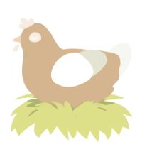 A beige and white chicken