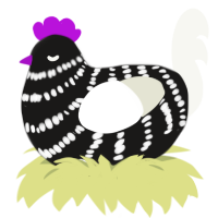 Null, a sable and white chicken with a bar pattern