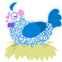 Halcyon, a white and sapphire chicken with a double-lace pattern