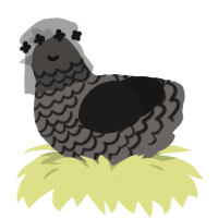 A grey and sable chicken with a lace pattern