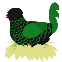 A black and leaf chicken with a lace pattern