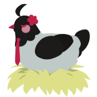 A silver and sable chicken with a head pattern