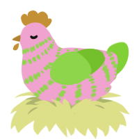 A pink and grass chicken with a bar pattern