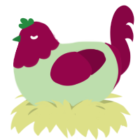 A gluppy and maroon chicken with a head pattern