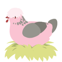 A rose and ash chicken with a neck-speckle pattern