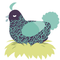 A gluppy and crimson chicken with a double-lace pattern
