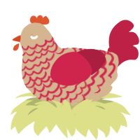 (unnamed), a beige and crimson chicken with a lace pattern