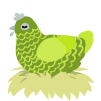 A chartreuse and lime chicken with a lace pattern
