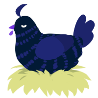 A tumblr and navy chicken with a bar pattern