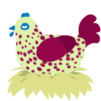 (unnamed), a apple and maroon chicken with a speckle pattern