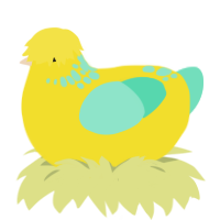 A yellow and mint chicken with a neck-speckle pattern