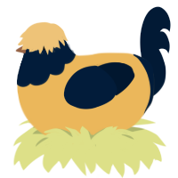 A honey and tumblr chicken with a head pattern