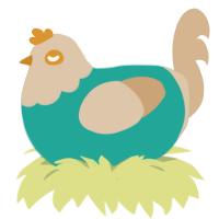 Tidepool, a turquoise and beige chicken with a head pattern