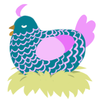 A sea and lavender chicken with a lace pattern