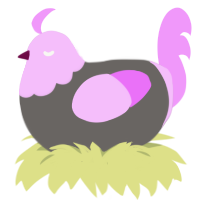 A grey and lavender chicken with a head pattern