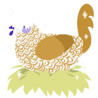 A white and gold chicken with a double-lace pattern