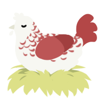 A white and red chicken with a half-lace pattern