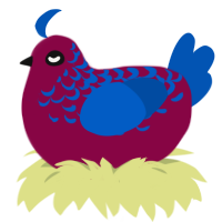 (unnamed), a maroon and ultramarine chicken with a half-lace pattern