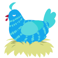 A sky and aqua chicken with a bar pattern