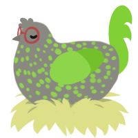 Mossy Cobblestone, a ash and grass chicken with a speckle pattern