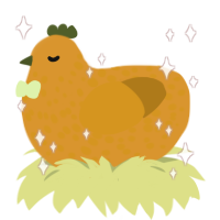 Mango, a orange and ochre chicken with a speckle pattern