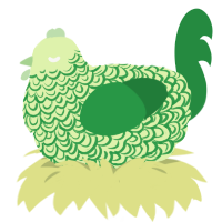 A apple and viridian chicken with a double-lace pattern