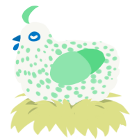 mint, a white and spring chicken with a speckle pattern
