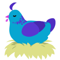 free, a cerulean and indigo chicken with a neck-speckle pattern