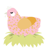 A rose and honey chicken with a speckle pattern
