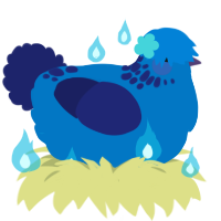 A sapphire and navy chicken with a neck-speckle pattern