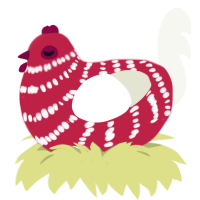 (unnamed), a crimson and white chicken with a bar pattern
