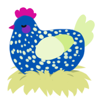 A ultramarine and apple chicken with a speckle pattern