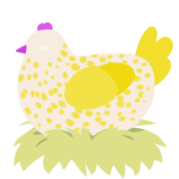 A cream and yellow chicken with a speckle pattern