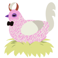 Percy, a lavender and mist chicken with a double-lace pattern