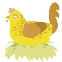A yellow and gold chicken with a half-lace pattern